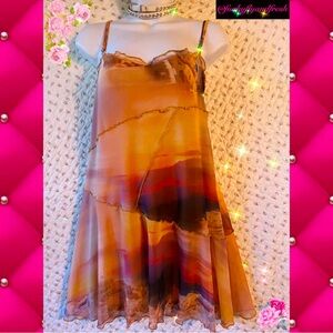 Urban Outfitters mesh sunset adjustable spaghetti strap babydoll mini size large